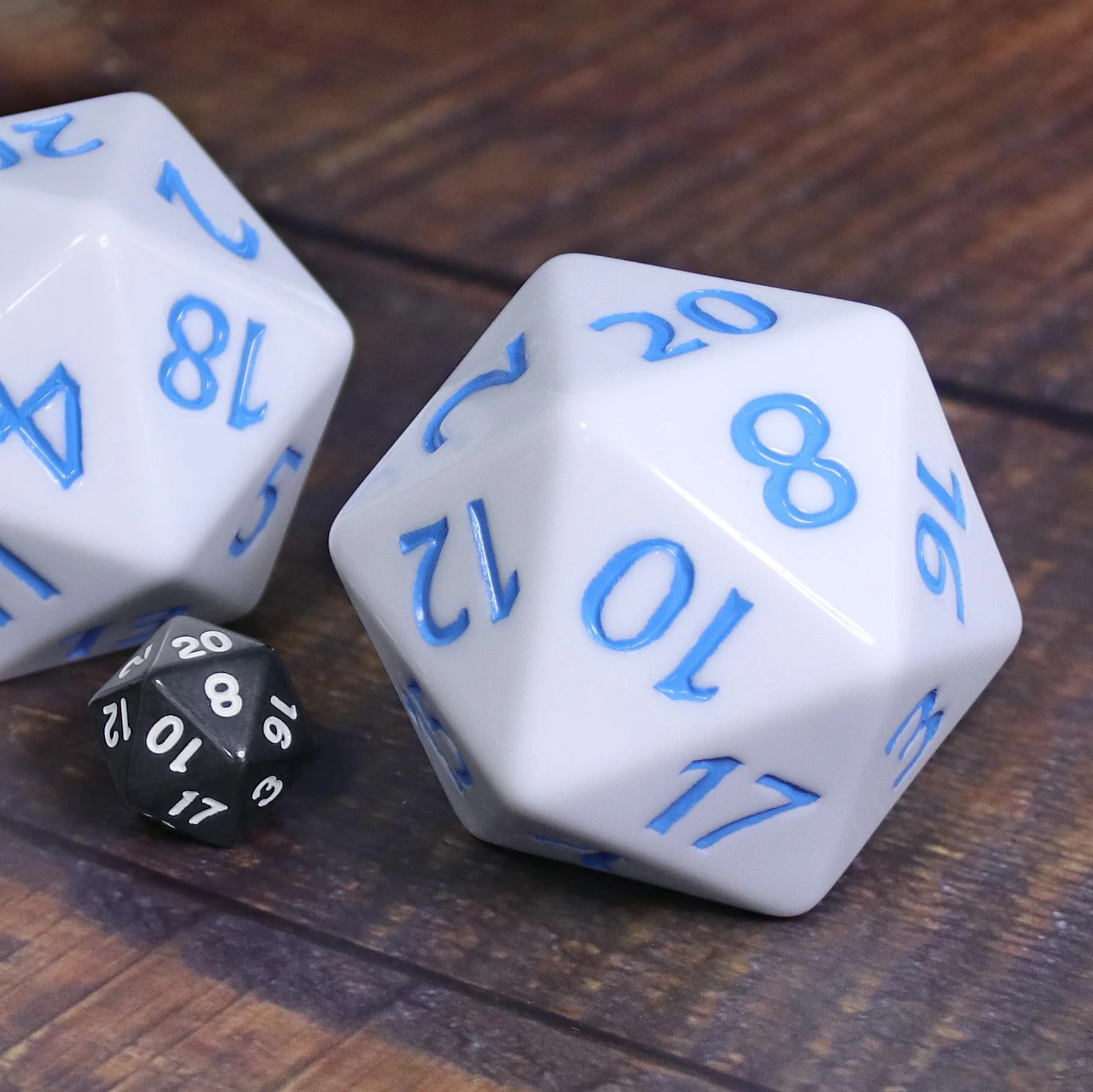 "Manifest of Themis" - 55mm Titan D20 - White with Blue - Level One Dice