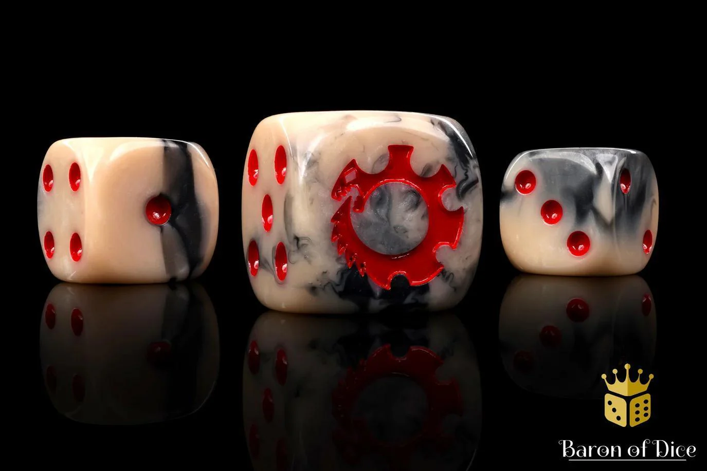 Baron of Dice: Alien Dice - Beige & Red - Round Corner (25)