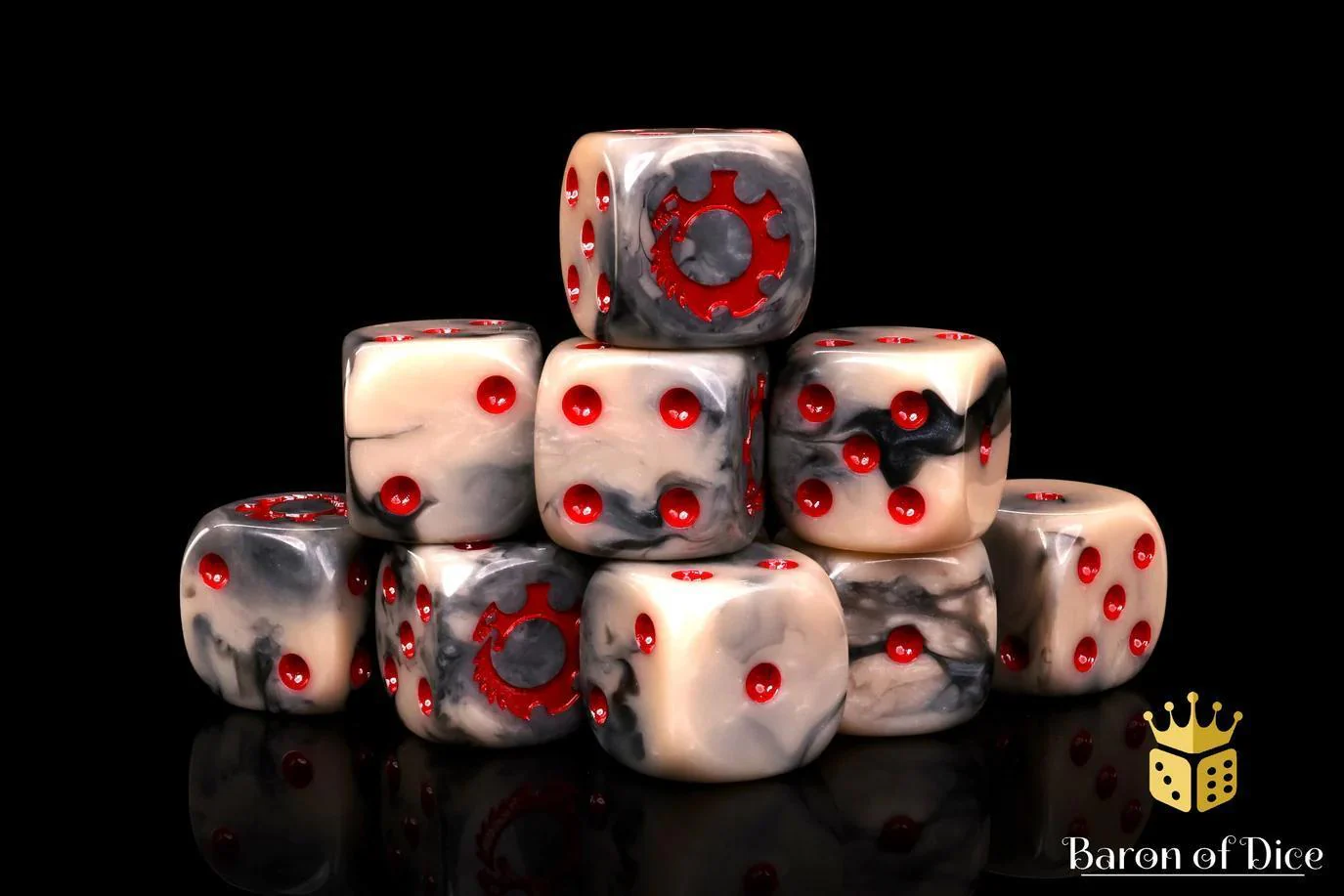 Baron of Dice: Alien Dice - Beige & Red - Round Corner (25) - Image 2