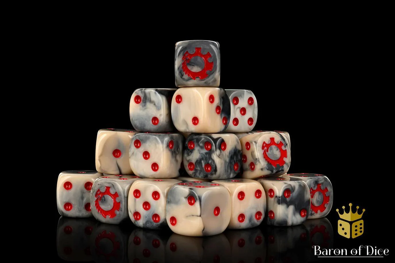 Baron of Dice: Alien Dice - Beige & Red - Round Corner (25) - Image 3