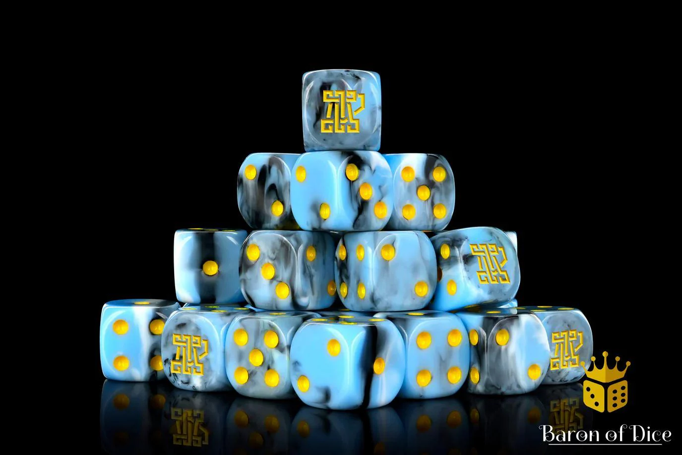 Baron of Dice: Clan McFlaggon Dice - Ice Blue - Round Corner (25)