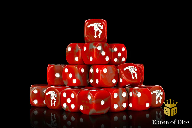 Baron of Dice: Crisis Robot Dice - Red - Round Corner (25)