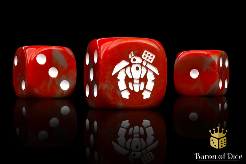 Baron of Dice: Crisis Robot Dice - Red - Round Corner (25) - Image 2