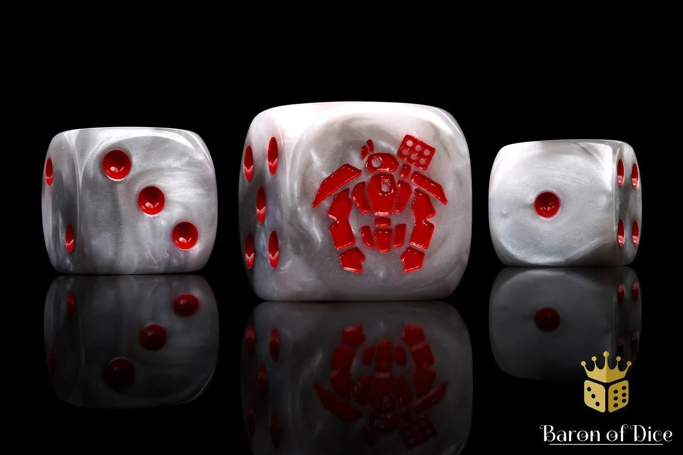 Baron of Dice: Crisis Robot Dice - White - Round Corner (25)