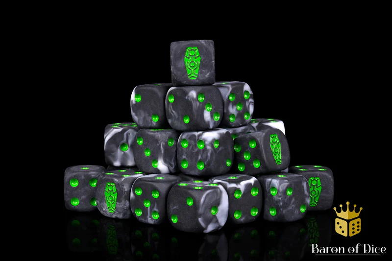 Baron of Dice: Day of the Dead Dice - Green Coffin - Round Corner (25) - Image 2