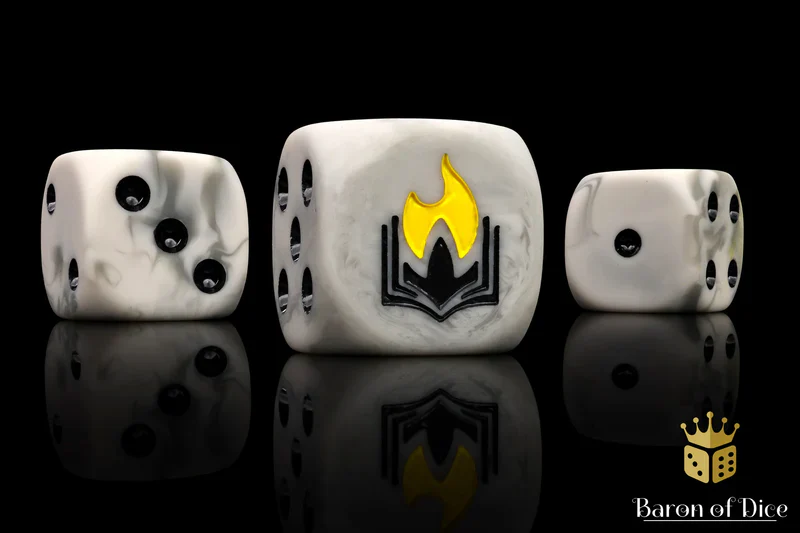 Baron of Dice: Flaming Book Dice - Round Corner (25) - Image 2