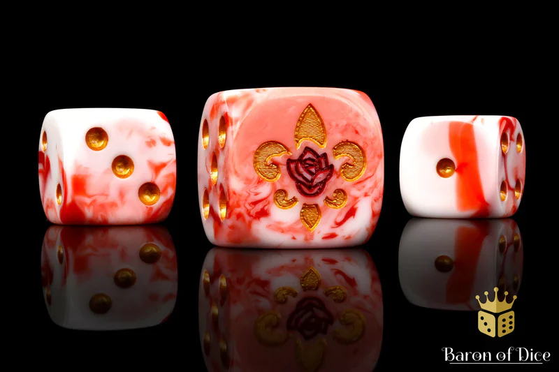 Baron of Dice: Fleur De Lis Dice - Bloody Rose - Round Corner (25)