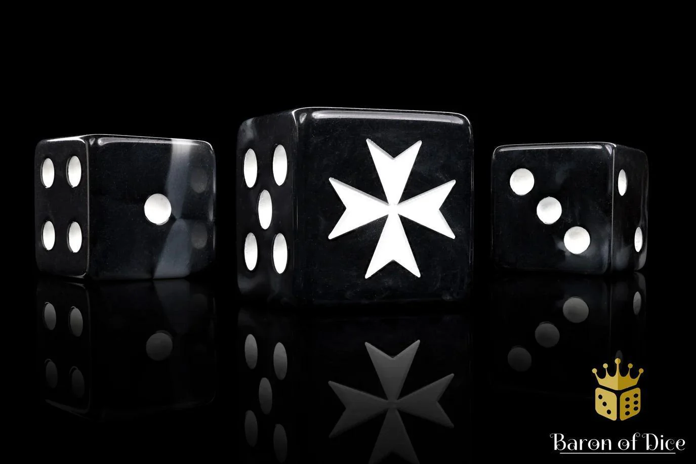 Baron of Dice: Knights Templar Dice - Black - Round Corner (25)