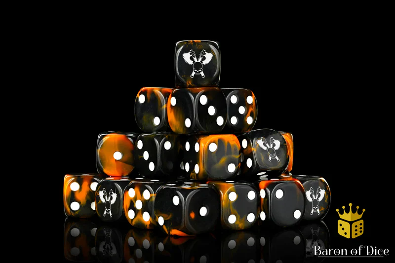 Baron of Dice: Skull Grinders Dice - Black Lava (25)