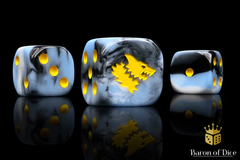Baron of Dice: Snow Direwolf Dice - Round Corner (25)