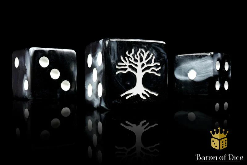 Baron of Dice: White Tree Dice - Square Corner (10)