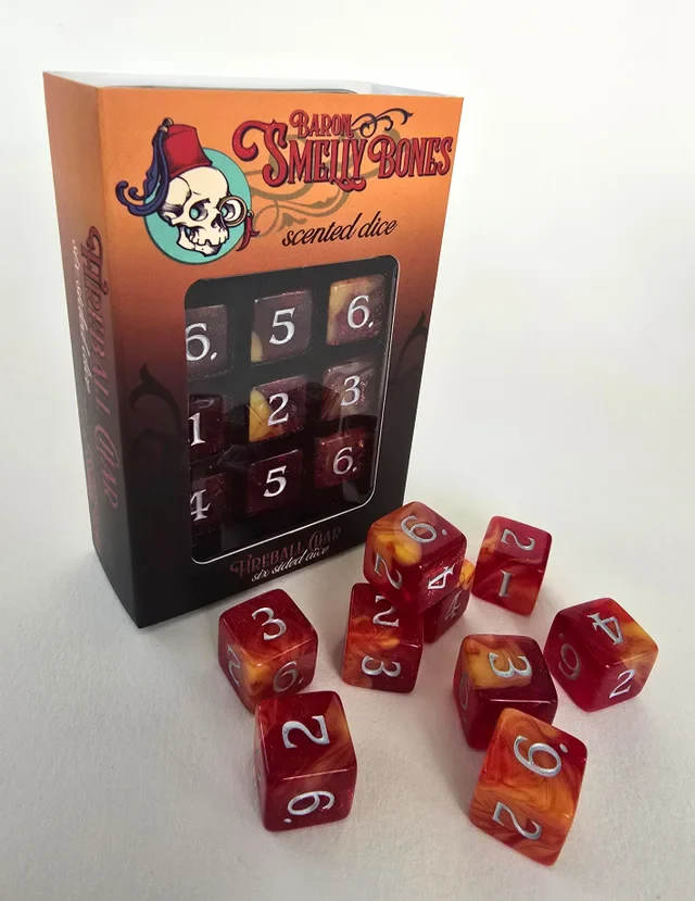 Baron Smelly Bones: Scented Dice - "Fireball Char" - Polyhedral 9-set - Image 2