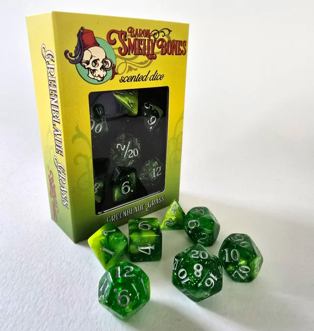 Baron Smelly Bones: Scented Dice - "Green Blade" - Polyhedral 7-set - Image 2