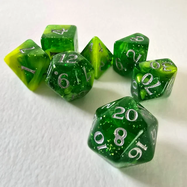 Baron Smelly Bones: Scented Dice - "Green Blade" - Polyhedral 7-set - Image 5
