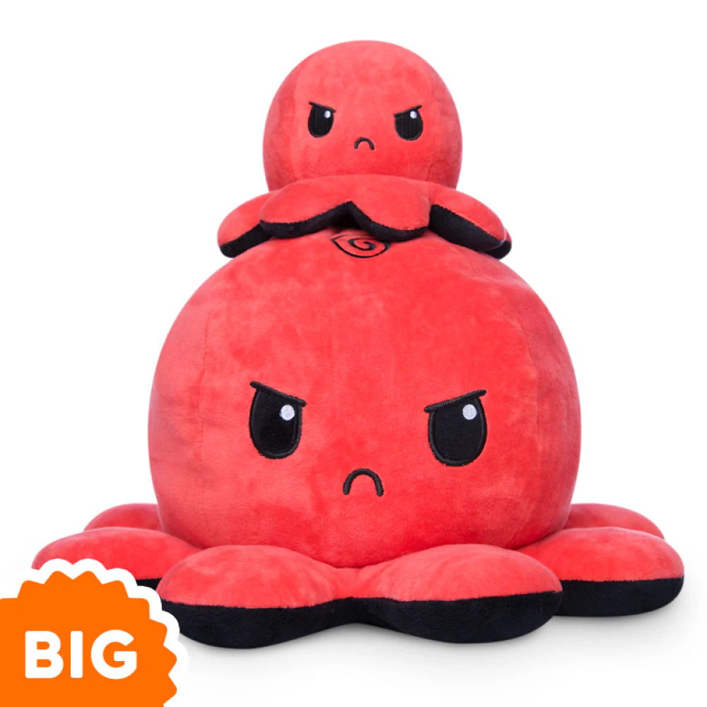 BIG Reversible Octopus Plushie: Angry Red and RAGE Black - Image 2