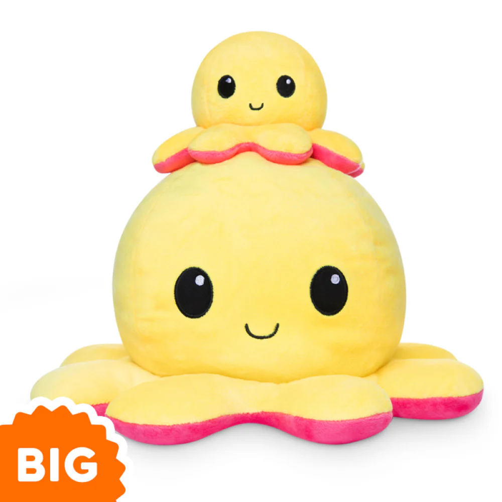 BIG Reversible Octopus Plushie: Happy Yellow and Angry Red - Image 2