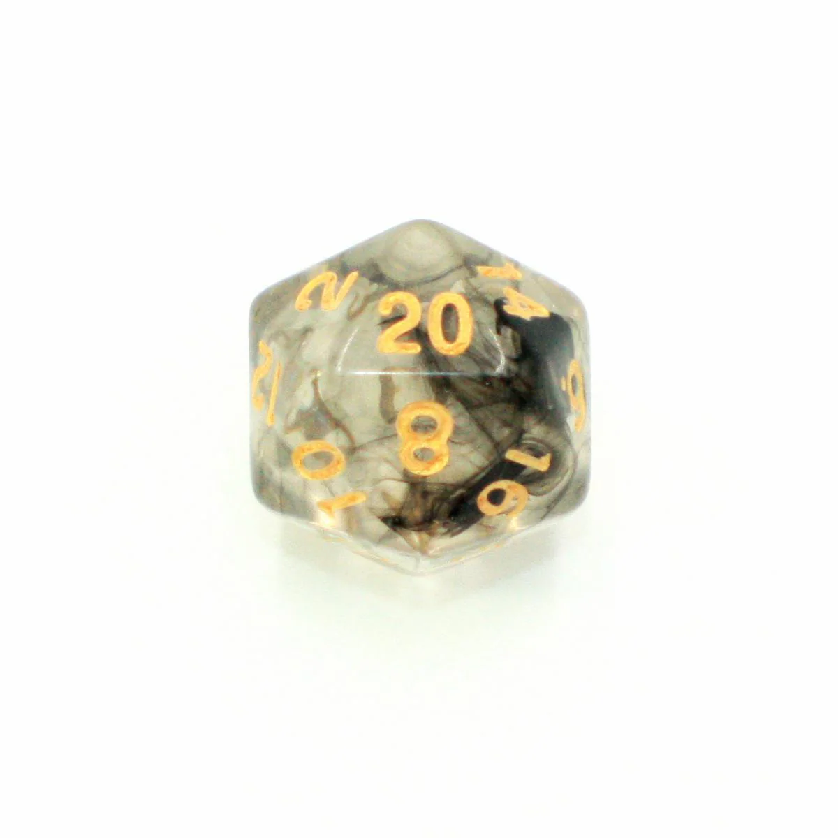 "Black Licorice" - Black and Transparent Swirl with White - Polyhedral Dice (7) - Level One Dice - Image 4