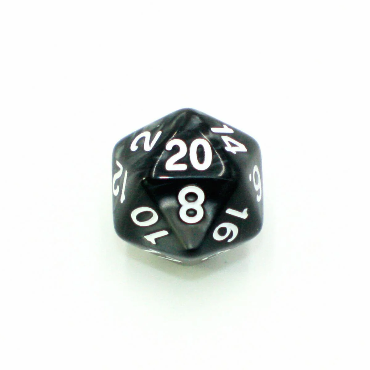 "Black Tapioca" - Black Pearlescent with White - Polyhedral Dice (7) - Level One Dice - Image 4