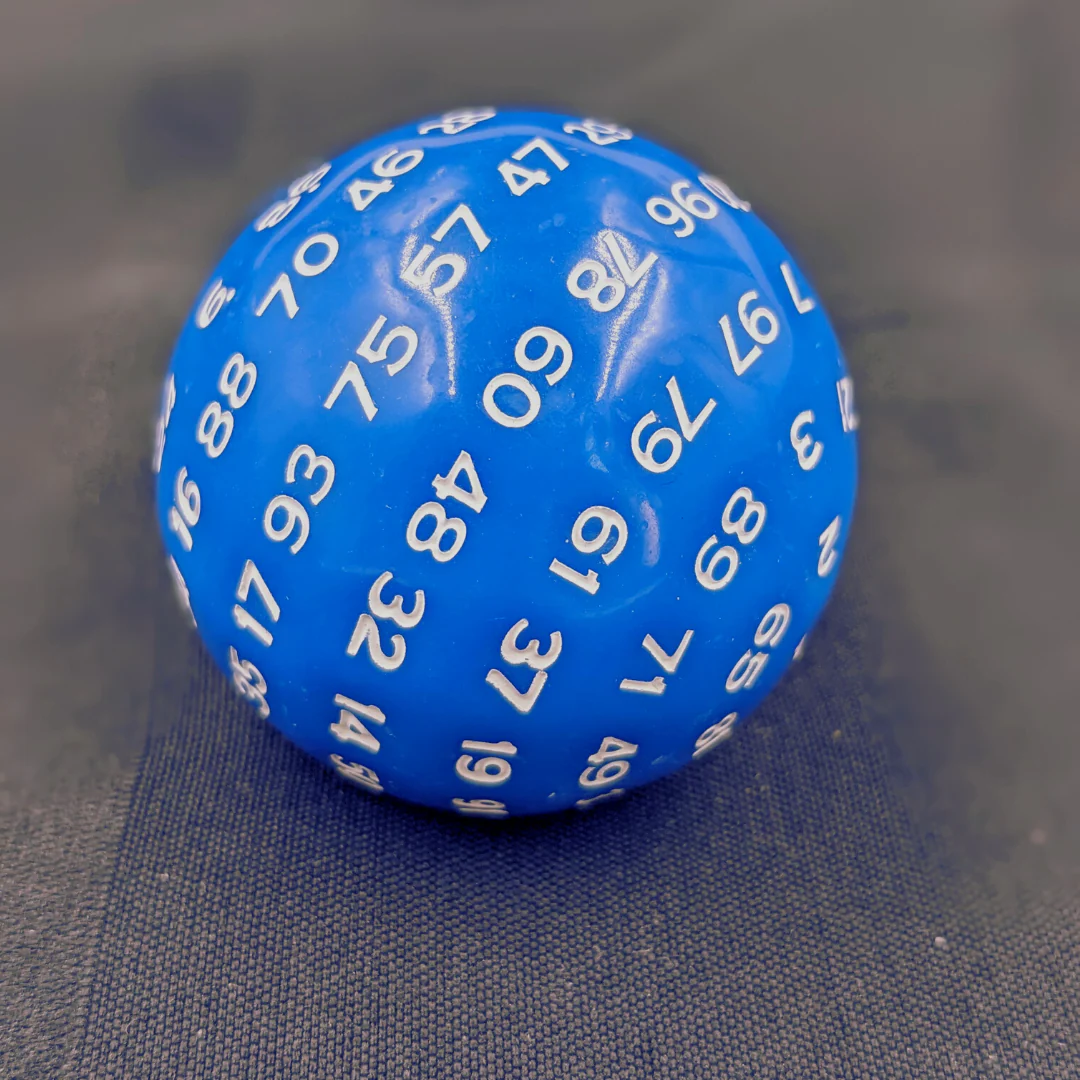 "Blueberry Jawbreaker" - Blue Opaque with White - D100 - Level One Dice