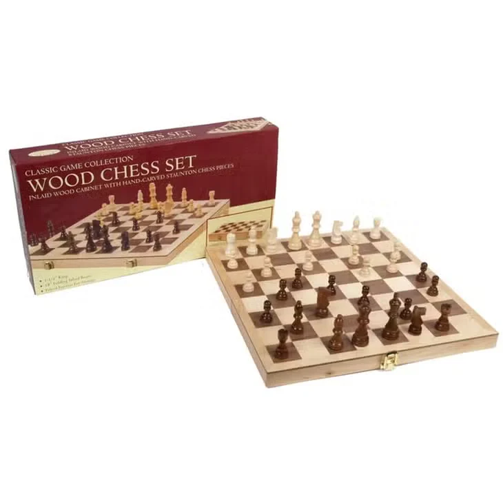 Chess Set - 18" Wood Folding Chess Set