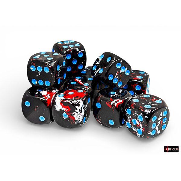 Chessex: Brushed - Dark Side w/ Blue  - 16mm d6 Dice Set (12) - CHX24608 - Image 2