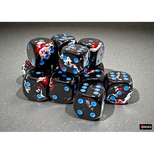 Chessex: Brushed - Dark Side w/ Blue  - 16mm d6 Dice Set (12) - CHX24608 - Image 3