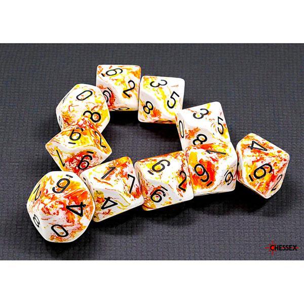 Chessex: Brushed - Sunrise w/ Black - Dice Set 10D10 - CHX24203