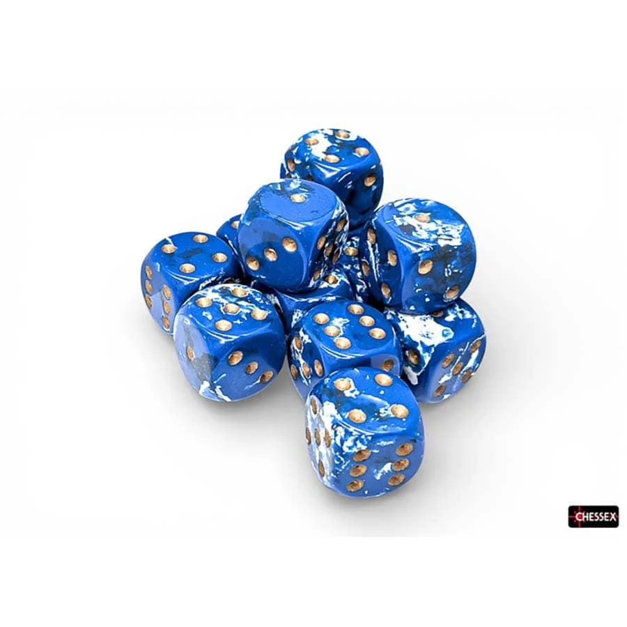 Chessex: Brushed - Wavebreak w/ Gold  - 16mm d6 Dice Set (12) - CHX24606 - Image 2