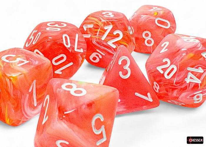 Chessex: Festive Mega-hedral Dahlia/white 7-Die Set