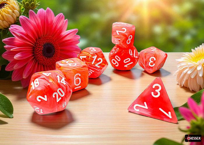 Chessex: Festive Mega-hedral Dahlia/white 7-Die Set - Image 2