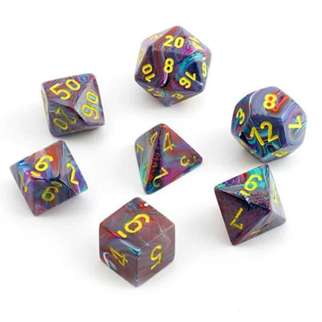 Chessex: Festive Mosiac w/ Yellow - Mini Polyhedral Dice Set (7) - CHX20450