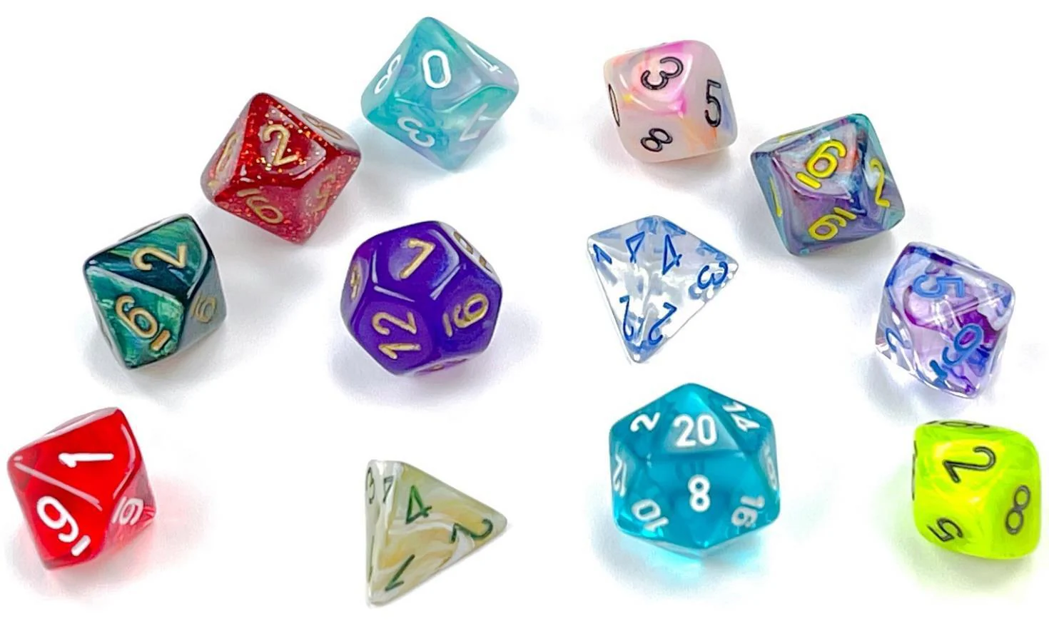 Chessex: Festive Mosiac w/ Yellow - Mini Polyhedral Dice Set (7) - CHX20450 - Image 3