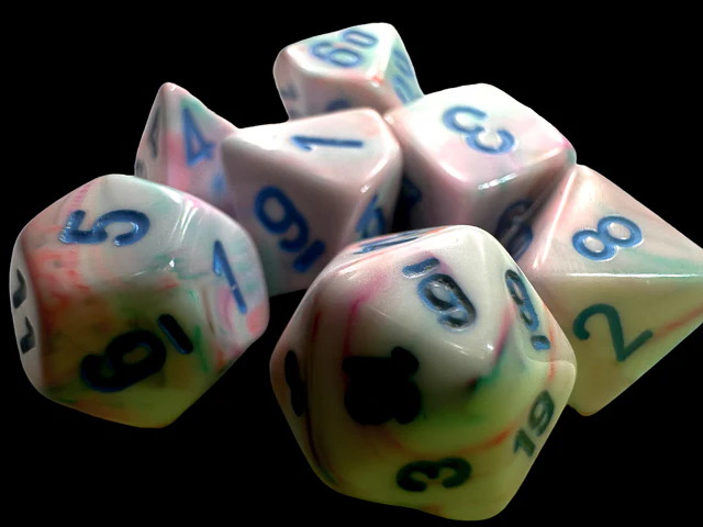 Chessex: Festive Pop Art w/ Blue - Mini Polyhedral Dice Set (7) - CHX20544 - Image 2