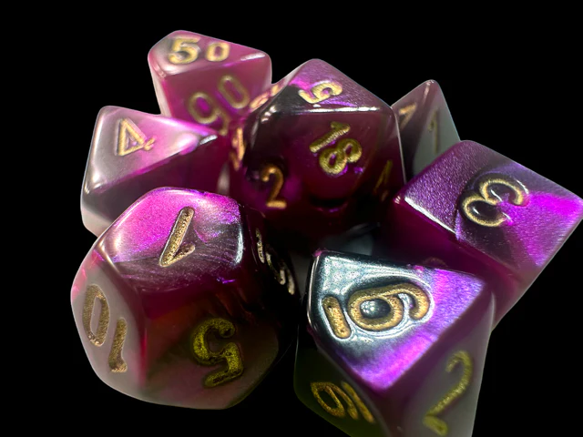 Chessex: Gemini Black Purple w/ Gold - Mini Polyhedral Dice Set (7) - CHX20640 - Image 2