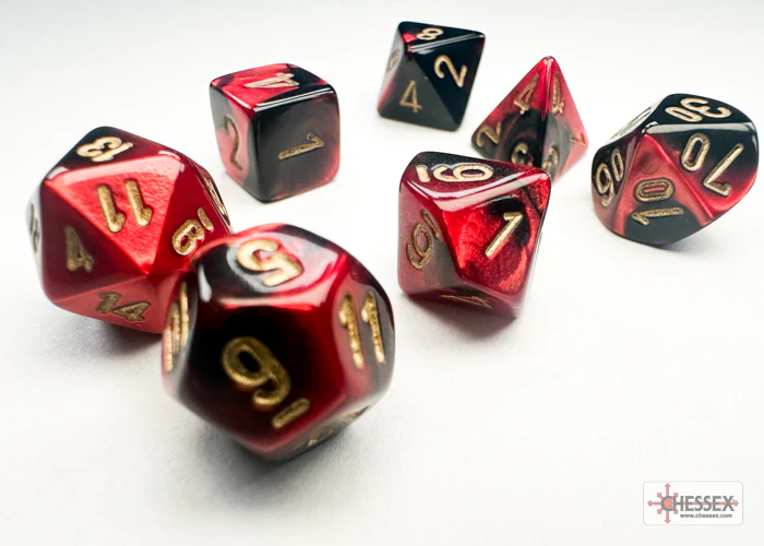 Chessex: Gemini Black-Red w/ White - Mini Polyhedral Dice Set (7) - CHX20633 - Image 2
