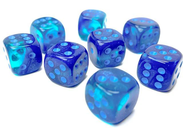 Chessex: Gemini Blue w/Light Blue Luminary - 12mm d6 Dice Set (36) - CHX26863