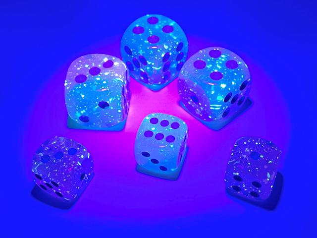 Chessex: Gemini Gel Green-Pink w/ Blue Luminary - 16mm d6 Dice Set (12) - CHX26664 - Image 3