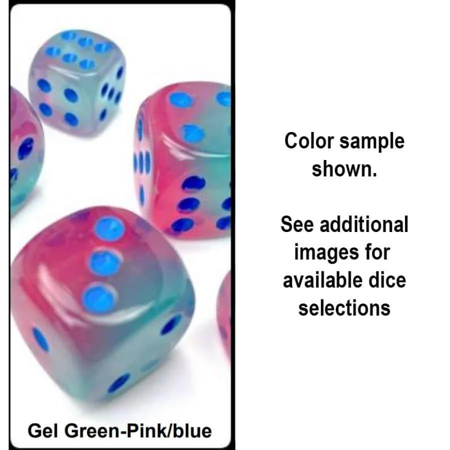 Chessex: Gemini Gel Green-Pink w/ Blue Luminary - 16mm d6 Dice Set (12) - CHX26664 - Image 4
