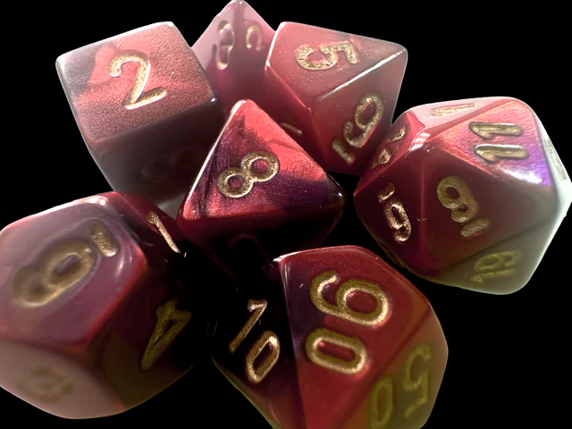 Chessex: Gemini Purple Red w/ Gold - Mini Polyhedral Dice Set (7) - CHX20626 - Image 2