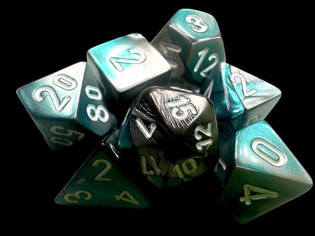 Chessex: Gemini Steel Teal w/ White - Mini Polyhedral Dice Set (7) - CHX20656 - Image 2