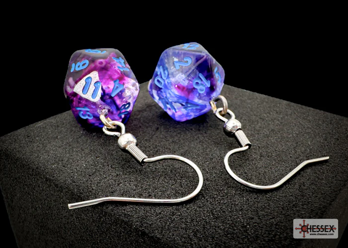Chessex: Hook Earrings - Nebula® Nocturnal™ Mini-Poly d20 Pair - CHX54210 - Image 2