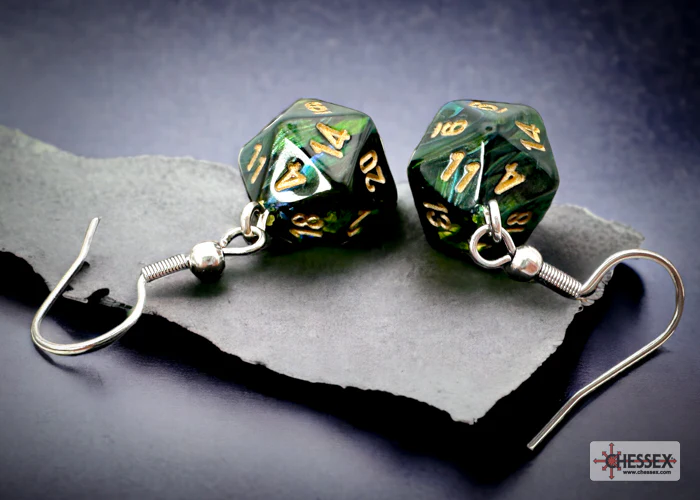 Chessex: Hook Earrings - Scarab® Jade Mini-Poly d20 Pair - CHX54204