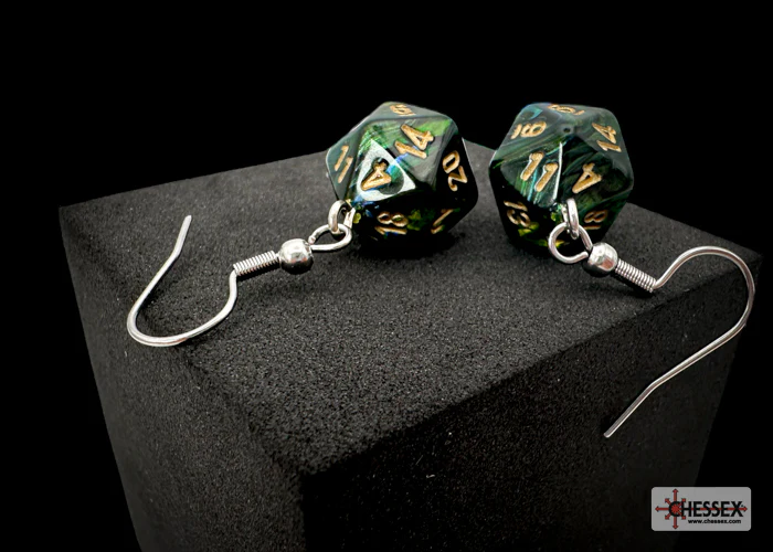Chessex: Hook Earrings - Scarab® Jade Mini-Poly d20 Pair - CHX54204 - Image 2
