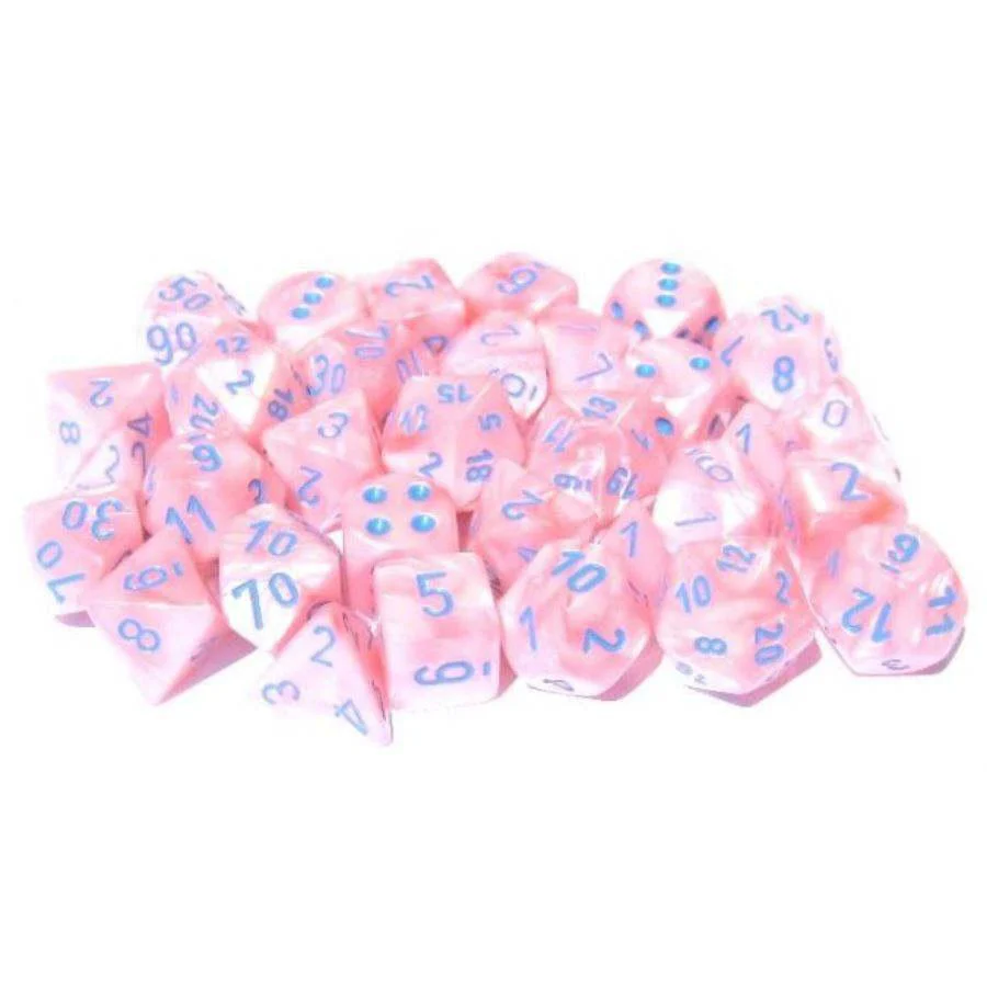 Chessex: Lustrous Pink w/ Blue Lab Polyhedral Dice Set (7) (CHX30003)