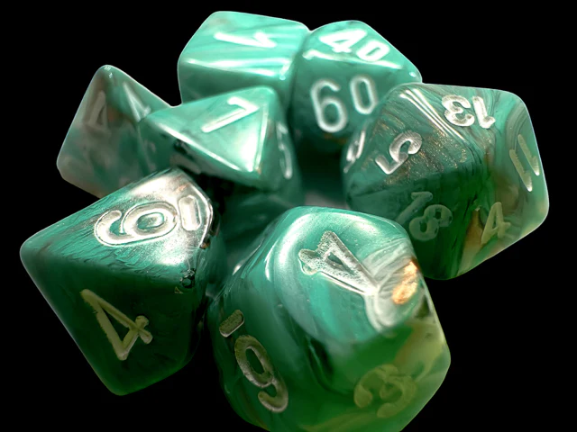 Chessex: Marble Oxi Copper w/ White - Mini Polyhedral Dice Set (7) - CHX20403 - Image 2