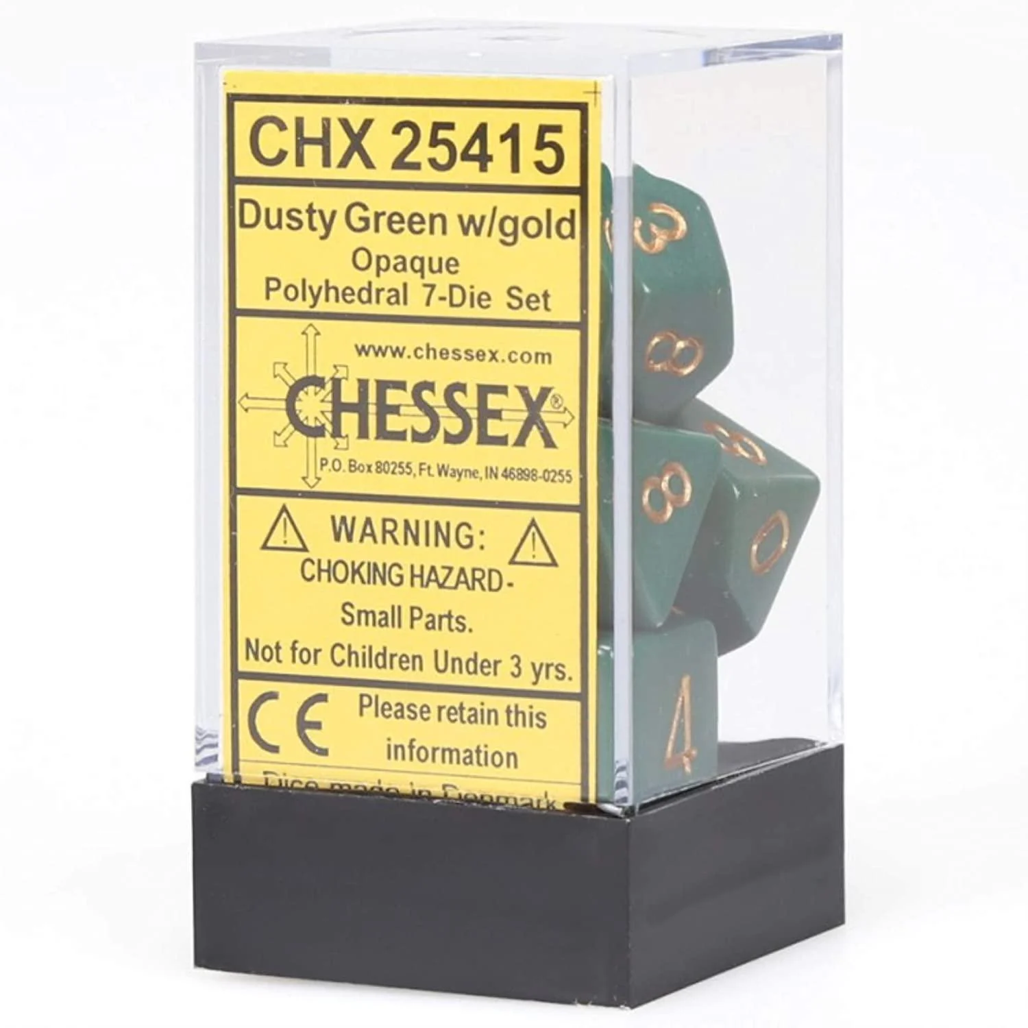 Chessex: Opaque Dusty Green w/ Copper - Polyhedral Dice Set (7) - CHX25415
