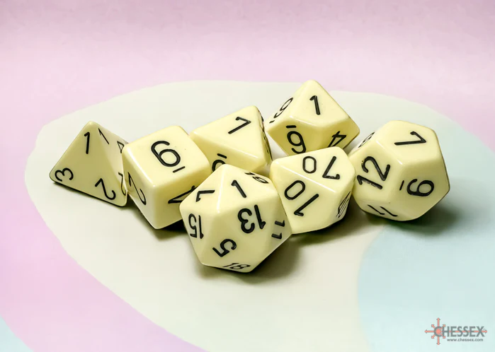 Chessex: Opaque Pastel Yellow w/ Black - Polyhedral Dice Set (7) - CHX25462