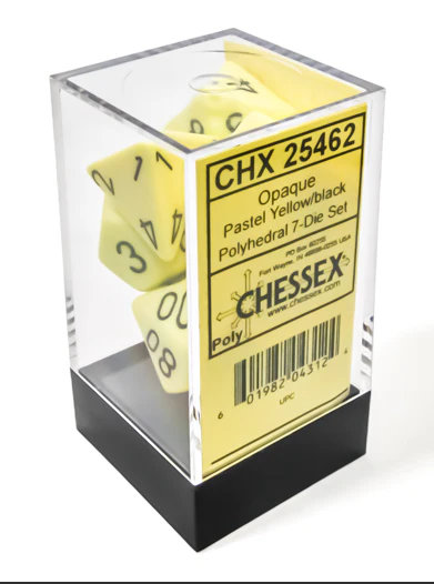 Chessex: Opaque Pastel Yellow w/ Black - Polyhedral Dice Set (7) - CHX25462 - Image 2