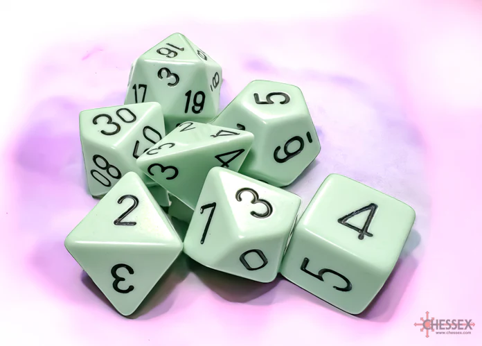 Chessex: Opaque Plasteel Green w/ Black - Polyhedral Dice Set 97) - CHX25465 - Image 2