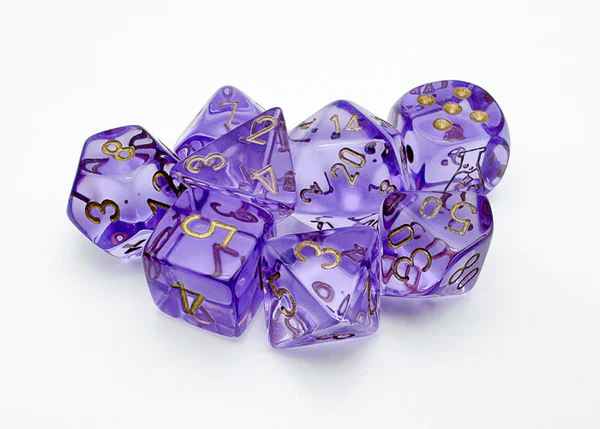 Chessex: Translucent Lavender w/ Gold - Lab Polyhedral Dice Set (7) - CHX30059